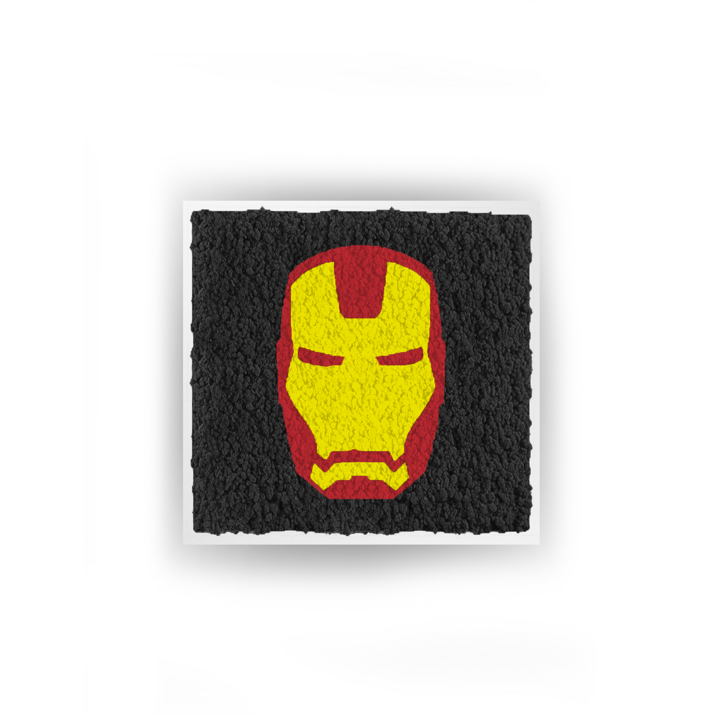 Quadro Vegetale Iron Man con Lichene stabilizzato naturale Supereroi MARVEL, No Manutenzione - cornice bianca in legno 30x30 - Flordek nature